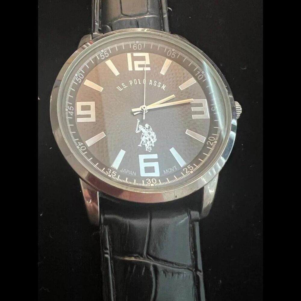 US POLO ASSN MENS NEW LEATHER WATCH